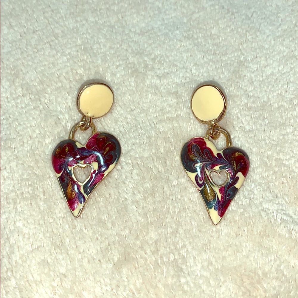 Vintage heart multicolored earrings